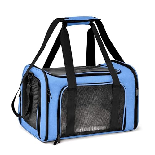 Hundetragetasche, weicher Seitenrucksack, Katzen-Haustier-Tragetasche, Reisetasche, Größe M, 45 x 30 x 30 cm, Blau von DEJIN