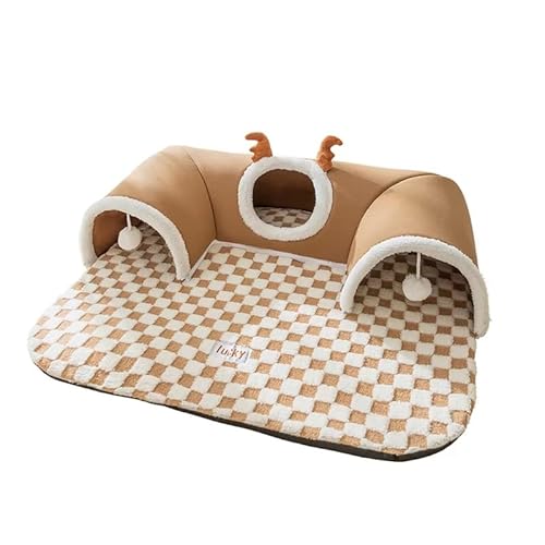 Pet House Katzentunnelbett mit Plüschtier, für den Innenbereich, Kätzchen-Akzent Pet House Katzentunnelbett mit Plüschtier, für den Innenbereich, Kätzchen-Akzent von DEJIN