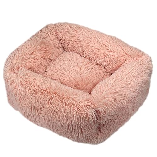 Rechteckiges Plüsch-Hundebett für den Winter, warme Matte, kleine, mittelgroße und große Haustierbett, Sofacama, Katzenkissen, Sofa-Zubehör, Leder, Rosa von DEJIN