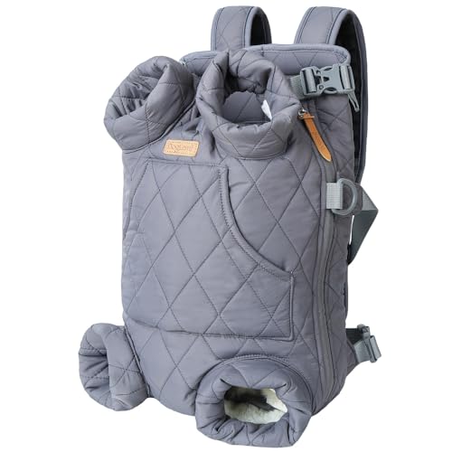 Rucksack für Welpen, Hunde, warm, mit Tasche, Reise- und Katzenzubehör für kleine Hunde, Grau, Abstand 19 cm von DEJIN