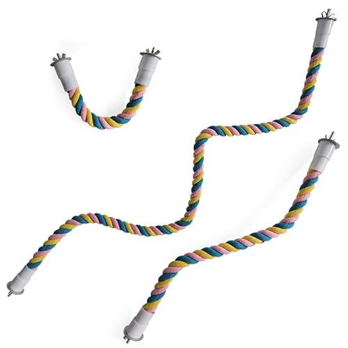 Spielzeug für Vögel, buntes Baumwollseil, elastisch, für Papageien, Klettern, stabile Vogelschaukel, Geschirr, Käfigschaukelständer, Gelb, L 60 cm Spielzeug für Vögel, buntes Baumwollseil, elastisch, für Papageien, Klettern, stabile Vogelschaukel, Geschirr, Käfigschaukelständer, Gelb, L 60 cm von DEJIN