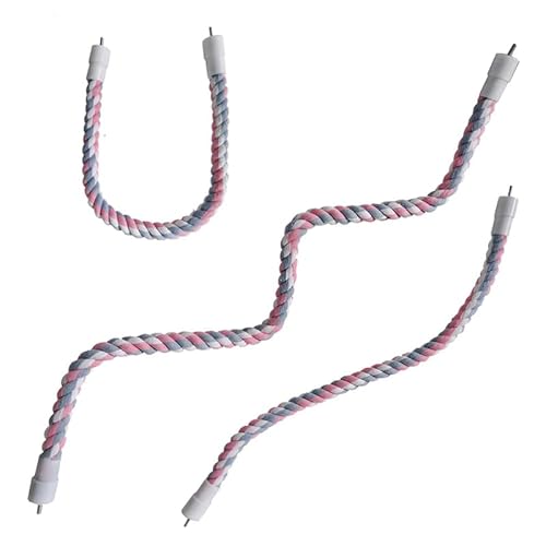 Spielzeug für Vögel, buntes Baumwollseil, elastisch, für Papageien, Klettern, stabile Vogelschaukel, Geschirr, Käfigschaukelständer, Rosa, L 60 cm Spielzeug für Vögel, buntes Baumwollseil, elastisch, für Papageien, Klettern, stabile Vogelschaukel, Geschirr, Käfigschaukelständer, Rosa, L 60 cm von DEJIN