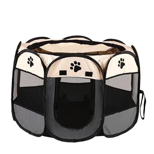 Tragbares faltbares Haustierzelt, achteckiger Zaun, Unterschlupf, einfach zu bedienen, für den Außenbereich, einfache Bedienung, großer Hundekäfig, Katzenzäune, Weißgrau, 73 x 73 x 43 cm von DEJIN