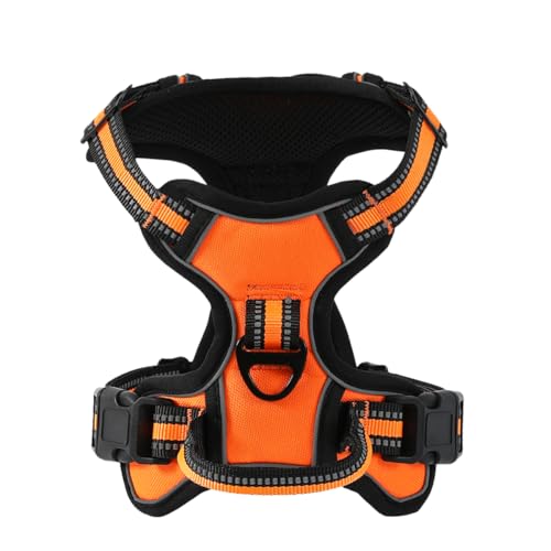 Verstellbares Hundegeschirr, reflektierend, atmungsaktiv, Brustgurt für kleine, mittelgroße und große Hunde, für Spaziergänge im Freien, Orange Verstellbares Hundegeschirr, reflektierend, atmungsaktiv, Brustgurt für kleine, mittelgroße und große Hunde, für Spaziergänge im Freien, Orange von DEJIN