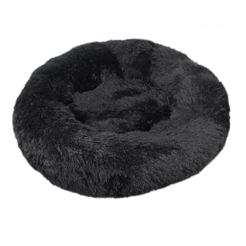 Weiches und bequemes Haustiernest für Hunde und Katzen, langes Plüschbett, rund, Winterbedarf, schwarz Weiches und bequemes Haustiernest für Hunde und Katzen, langes Plüschbett, rund, Winterbedarf, schwarz von DEJIN