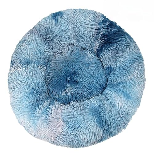 Weiches und bequemes Haustiernest für Hunde und Katzen, langes Plüschnest, rund, Winterbedarf, Batik, Saphirblau Weiches und bequemes Haustiernest für Hunde und Katzen, langes Plüschnest, rund, Winterbedarf, Batik, Saphirblau von DEJIN