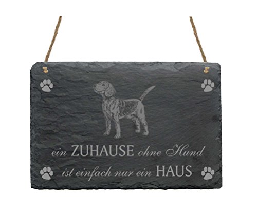 Schiefertafel BEAGLE « EIN ZUHAUSE OHNE HUND IST EINFACH NUR EIN HAUS » mit MOTIV Slate Sign Hund von DEKOLANDO