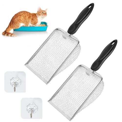 2 Stück Katzenschaufel Edelstahl für Katzenklo Katzenklo Schaufel Metall 3.8 mm Porengröße Katzenstreuschaufel mit Langer Griff Schaufel für Katzentoilette Katzenstreu Schaufel für Alle Katzenstreu 2 Stück Katzenschaufel Edelstahl für Katzenklo Katzenklo Schaufel Metall 3.8 mm Porengröße Katzenstreuschaufel mit Langer Griff Schaufel für Katzentoilette Katzenstreu Schaufel für Alle Katzenstreu von DELAESI