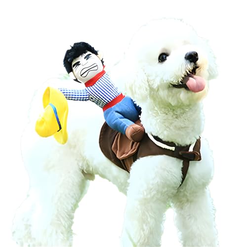 DELIFUR Hundekostüme Haustierkostüm Haustier Halloween Anzug Cowboy Rider Style Hunde Outfits (Cowboy, S) von DELIFUR