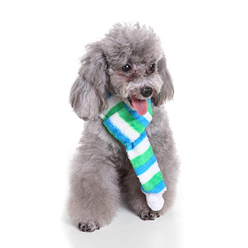 DELIFUR Weihnachts-Schal für Hunde, warme Kleidung für kleine Hunde und Katzen, Rot, Grün, Größe L, Grün von DELIFUR