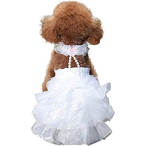 DELIFUR Weißes Hochzeitskleid für Hunde, Prinzessin, modisch, für kleine und mittelgroße Hunde(S) von DELIFUR