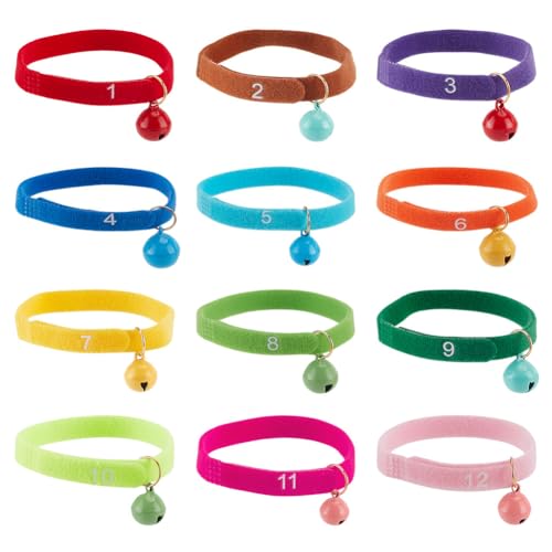 DELORIGIN 12 x Katzenhalsbänder mit Zahlen, 12 Farben, Eisenglocke, Welpenhalsbänder, verstellbares Welpen-Halsband, weiches Nylon, Erkennungsbänder für Neugeborene, Hunde, Kätzchen, Haustiere, Katzen DELORIGIN 12 x Katzenhalsbänder mit Zahlen, 12 Farben, Eisenglocke, Welpenhalsbänder, verstellbares Welpen-Halsband, weiches Nylon, Erkennungsbänder für Neugeborene, Hunde, Kätzchen, Haustiere, Katzen von DELORIGIN
