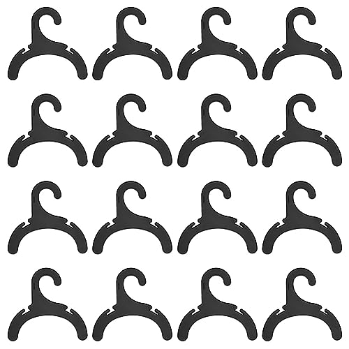 DELORIGIN 16 x Haustier-Kleiderbügel, schwarz, Kunststoff-Kleiderbügel für Hunde und Katzen, Mini-Kleiderbügel, rutschfeste Haustier-Kostüm-Regale für Haustiere, Welpen, kleine Kleidung, Organizer, 16 von DELORIGIN