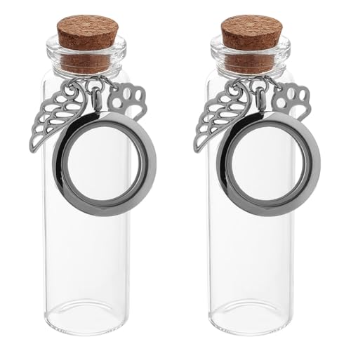 DELORIGIN 2 Stück Gedenkglas Mit Tierhaaren Glasröhre Wunschflasche Mit Anhängern Aus Federpfotenabdruck Und Korken Andenkengeschenk Für Hunde Und Katzen DELORIGIN 2 Stück Gedenkglas Mit Tierhaaren Glasröhre Wunschflasche Mit Anhängern Aus Federpfotenabdruck Und Korken Andenkengeschenk Für Hunde Und Katzen von DELORIGIN