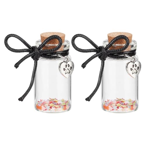 DELORIGIN 2 Stück Tierhaare Glas Gedenkflasche Glasröhre Wunschflasche mit Herzanhänger und Korkstopfen Hund Katze Andenken Gedenkurne Haustier Gedenkgeschenk Beileidsglas Phiole für Haustierasche DELORIGIN 2 Stück Tierhaare Glas Gedenkflasche Glasröhre Wunschflasche mit Herzanhänger und Korkstopfen Hund Katze Andenken Gedenkurne Haustier Gedenkgeschenk Beileidsglas Phiole für Haustierasche von DELORIGIN