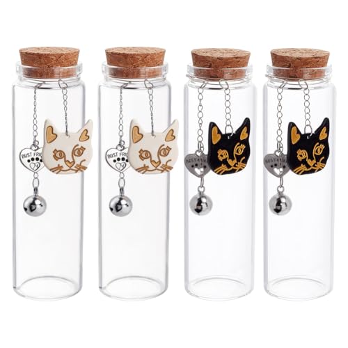 DELORIGIN Gedenkglas für Haustiere, 2 Stile, transparentes Glas, leere Flasche mit Glöckchen, Acryl, Katzenanhänger, herzförmige Plakette, Flasche für Asche oder Haare, für Hund oder Katze, Andenken DELORIGIN Gedenkglas für Haustiere, 2 Stile, transparentes Glas, leere Flasche mit Glöckchen, Acryl, Katzenanhänger, herzförmige Plakette, Flasche für Asche oder Haare, für Hund oder Katze, Andenken von DELORIGIN