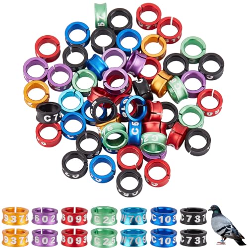 DELORIGIN Vogelfußring, offen, Aluminiumlegierung, Spaltring, Vogelbeinringe mit Seriennummer, Identifikation, Tauben-Trainingsring für Hibiskus, Vögel, Papageien, Pfingstrosen, Tauben, Tauben, 50 von DELORIGIN