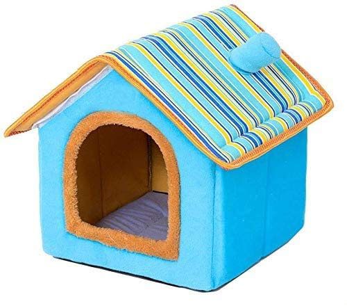 Abnehmbares Katzen- und Hundehaus, weiches Katzenbett, faltbar, warm, for Katzen und Hunde/353 (Color : Blue, Size : Large) von DELURA