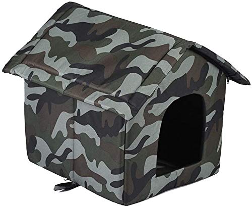 Abnehmbares Katzen- und Hundehaus, weiches Katzenbett, faltbar, warm, for Katzen und Hunde/353 (Color : Camouflage Green, Size : Medium) von DELURA