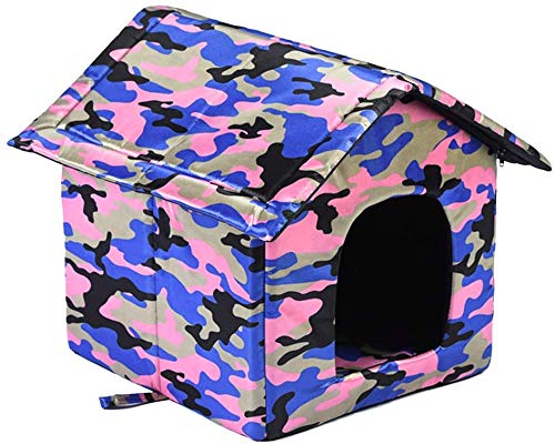 Abnehmbares Katzen- und Hundehaus, weiches Katzenbett, faltbar, warm, for Katzen und Hunde/353 (Color : Camouflage Pink, Size : Large) von DELURA