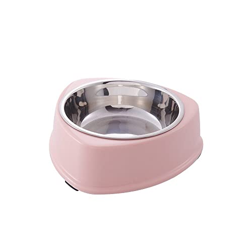 Dreieckiger Futternapf for Haustiere, Futterspender aus Edelstahl, Futternapf for Hunde und Katzen, Trinknapf (Color : Pink Triangle) von DELURA