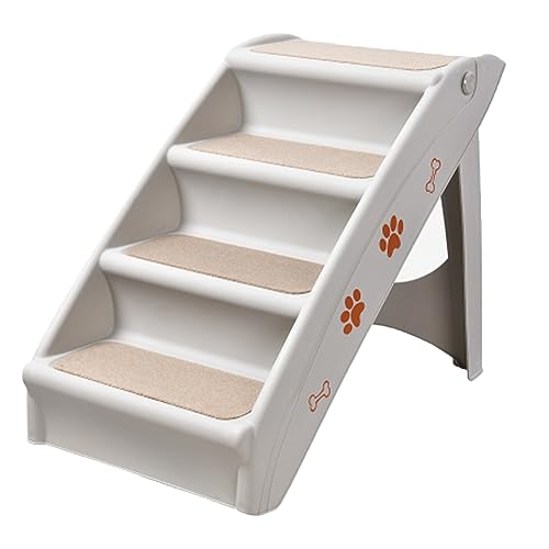 Hunderampe, Hundetreppe für Kleine Hunde – Hundebett für Betten, Couch für Katzen Und Hunde, Zusammenklappbare Haustierstufen, rutschfeste Hundestufen, 4 Stufen (Color : Gray) von DELURA