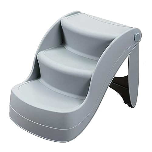 Hundetreppe für Kleine Hunde – Hundebett für Betten, Couch für Katze und Hund, zusammenklappbare Haustiertreppe, rutschfeste Hundetreppe (Color : Gray) von DELURA