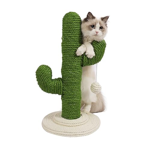 Kaktus-Katzen-Klettergerüst, Katzen-Kletterpfosten Durch Die Himmelssäule, Sisal-Katzenkratzbrett, Große Massivholz-Sprungplattform Einfach zu montieren (Color : Green, Size : 80cm) von DELURA