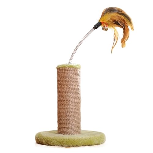 Katze Klettergerüst Cat Scratch Board Sisal Kratzbaum for Katzen Kralle Grinder Katzen Scratcher Mit Feder Spielzeug Haustier Möbel Einfach zu montieren (Color : Green) von DELURA