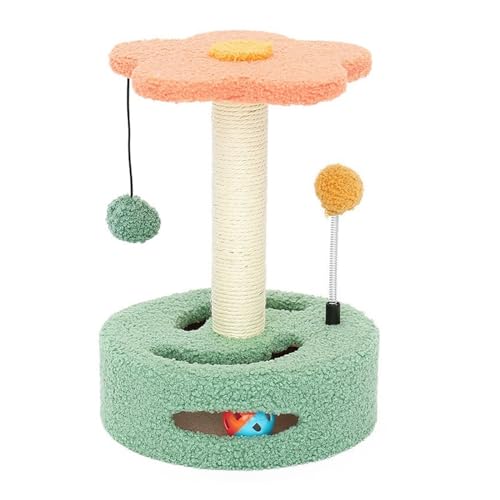 Katzen-Klettergerüst, Klein, Sisal, Neckendes Katzenspielzeug, Katzenkratzbrett, Krallenschleifen, Katzenspielzeug, Plattenspieler-Typ Einfach zu montieren (Color : Pink, Size : 25x25x35.5cm) von DELURA