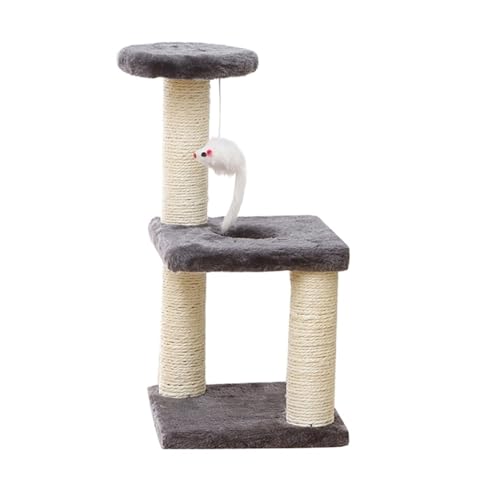 Katzenkratzer, Klettergerüst, Kratzbaum, Widerstandsfähiger Sisal-Katzenbaum Mit Spielzeug, Fisch, Kätzchen, Spielplatz, Haustiermöbelzubehör Einfach zu montieren (Color : Gray) von DELURA