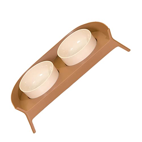 Katzenprodukte Täglicher Bedarf for Katzen, Näpfe Erhöhter Nackenschutz, doppelter Napf for Hunde, Katzen, Haustiere, doppeltes Hundewasser, Futter for Hunde, Katzen, Haustiere (Color : Coffee) von DELURA