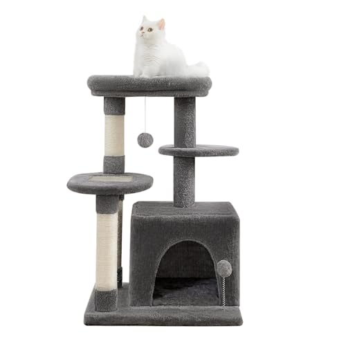 Mehrstöckiges Katzenklettergerüst, Einteiliges Sisalseil, Vertikaler Katzenkratzbaum, Katzenkratzbrett, Katzenbaum, Kleiner Haustyp Einfach zu montieren (Color : Black) von DELURA