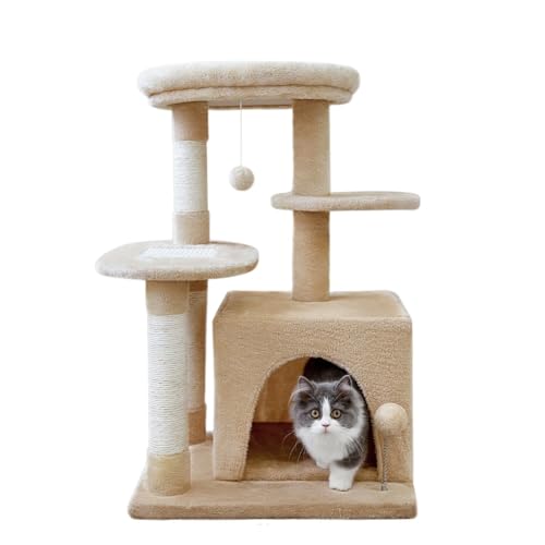 Mehrstöckiges Katzenklettergerüst, Einteiliges Sisalseil, Vertikaler Katzenkratzbaum, Katzenkratzbrett, Katzenbaum, Kleiner Haustyp Einfach zu montieren (Color : Yellow) von DELURA
