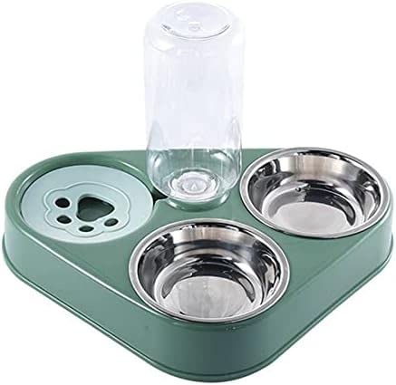 Tragbare Hundewasserflasche, 3-in-1-Edelstahl-Haustier-Hundefutternapf mit Hundewasserflasche, automatisches Katzengetränk, Katzenfutter, Haustier-Futternapf von DELURA