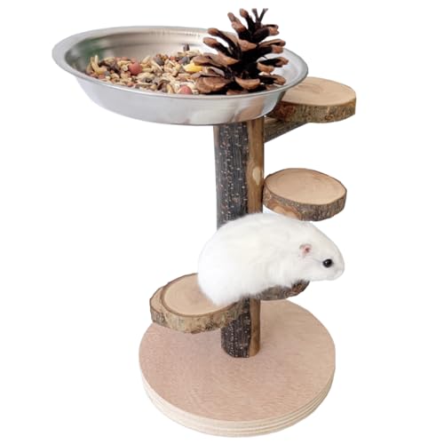 DEMONTALK Hamster Futternapf mit Kletterspielzeug Leiter Treppe, Rattenspielzeug für Haustierratten, Hamsterzubehör für Käfig, Futterschale für Haustiere von DEMONTALK