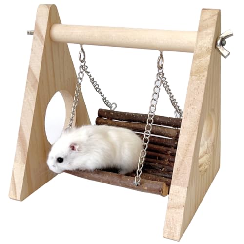 DEMONTALK Hamster Schaukel Hängematte, Holz Hängespielzeug für Rennmaus Ratte Maus Zwerg, Kleintier Versteck für Syrische Hamster Kauspielzeug, Rattenkäfig Zubehör DEMONTALK Hamster Schaukel Hängematte, Holz Hängespielzeug für Rennmaus Ratte Maus Zwerg, Kleintier Versteck für Syrische Hamster Kauspielzeug, Rattenkäfig Zubehör von DEMONTALK
