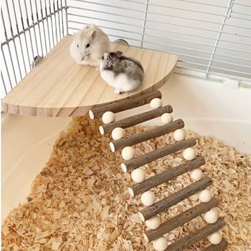 Hamster Holzplattform mit Leiter, Natürliche Kleintier Stehplattform Käfig Zubehör für Kleintiere Ratte Chinchilla Zwerg Syrer Hamster Rennmäuse Mäuse Degus Meerschweinchen Hamster Holzplattform mit Leiter, Natürliche Kleintier Stehplattform Käfig Zubehör für Kleintiere Ratte Chinchilla Zwerg Syrer Hamster Rennmäuse Mäuse Degus Meerschweinchen von DEMONTALK