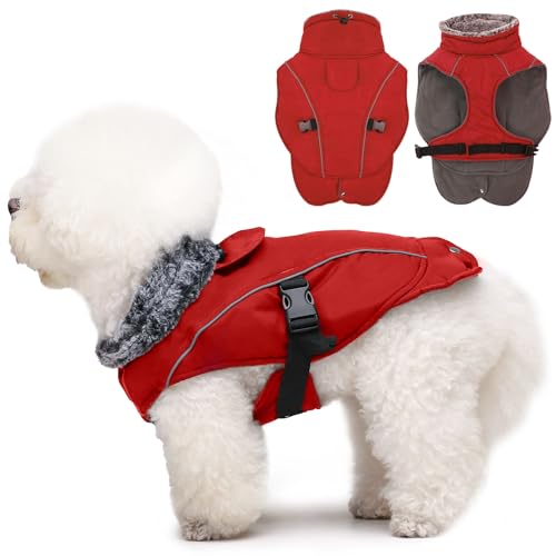 DENTERUN Hundemantel für kaltes Wetter, Winter, warmer Hundemantel, winddicht, gemütlich, dicke Fleece-Weste, kleine, mittelgroße und große Hunde von DENTRUN