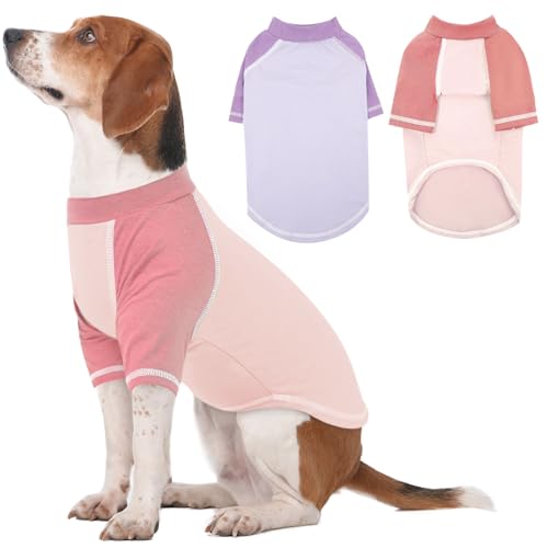 DENTRUN 2 Stück Hunde Shirt, Weiche Hund-Unterhemd T-Shirts, Atmungsaktives Leichtes Hunde Shirt, Innenbereich, Phalanx(Rosa, Lila XL) DENTRUN 2 Stück Hunde Shirt, Weiche Hund-Unterhemd T-Shirts, Atmungsaktives Leichtes Hunde Shirt, Innenbereich, Phalanx(Rosa, Lila XL) von DENTRUN