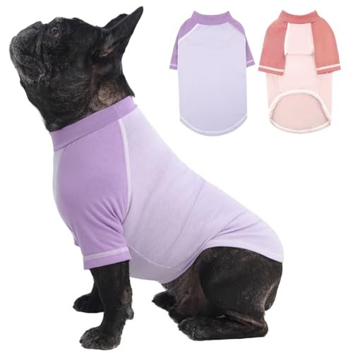 DENTRUN 2 Stück Hunde Shirt, Weiche Hund-Unterhemd T-Shirts, Atmungsaktives Leichtes Hunde Shirt, Partei, Festliche Tage, Phalanx(Rosa, Lila L) DENTRUN 2 Stück Hunde Shirt, Weiche Hund-Unterhemd T-Shirts, Atmungsaktives Leichtes Hunde Shirt, Partei, Festliche Tage, Phalanx(Rosa, Lila L) von DENTRUN