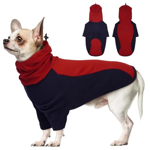 DENTRUN Hunde Hoodie, Pullover, Warm Fleece Schlafanzug, Fleecejacke, Kapuzenpulli Overall für Kleine Mittlere Große Hunde von DENTRUN