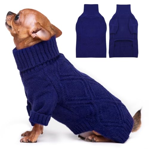 DENTRUN Hundepullover, Sweater für Hunde, Fleece Pullover Hund, Weich Hundepullover Fleece, Winter Warmer Hundepullover Kleine Hunde Rollkragen Strickpullover DENTRUN Hundepullover, Sweater für Hunde, Fleece Pullover Hund, Weich Hundepullover Fleece, Winter Warmer Hundepullover Kleine Hunde Rollkragen Strickpullover von DENTRUN