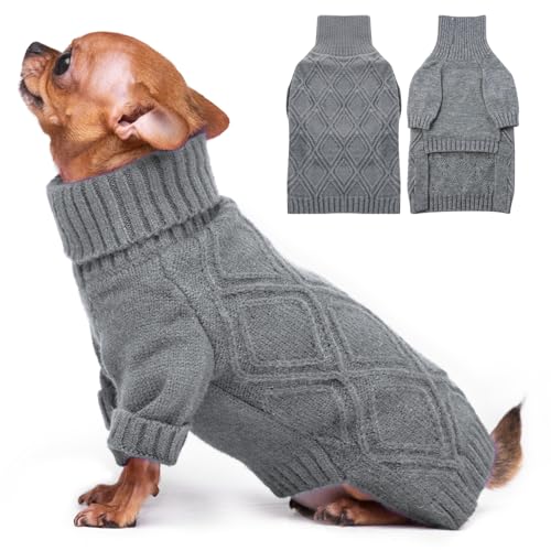 DENTRUN Hundepullover, Sweater für Hunde, Fleece Pullover Hund, Weich Hundepullover Fleece, Winter Warmer Hundepullover Kleine Hunde Rollkragen Strickpullover DENTRUN Hundepullover, Sweater für Hunde, Fleece Pullover Hund, Weich Hundepullover Fleece, Winter Warmer Hundepullover Kleine Hunde Rollkragen Strickpullover von DENTRUN