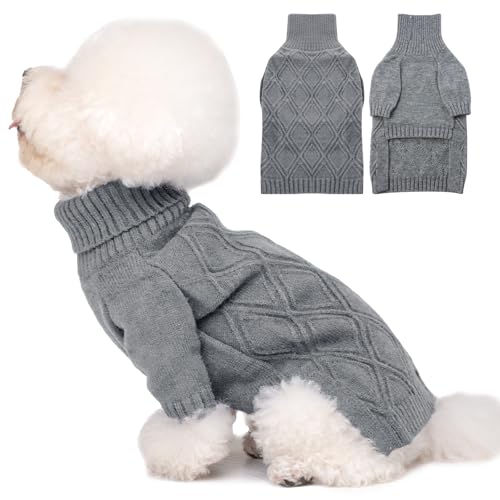 DENTRUN Hundepullover, Sweater für Hunde, Fleece Pullover Hund, Weich Hundepullover Fleece, Winter Warmer Hundepullover Kleine Hunde Rollkragen Strickpullover DENTRUN Hundepullover, Sweater für Hunde, Fleece Pullover Hund, Weich Hundepullover Fleece, Winter Warmer Hundepullover Kleine Hunde Rollkragen Strickpullover von DENTRUN