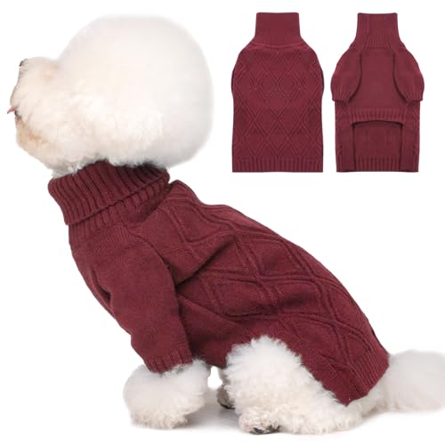 DENTRUN Hundepullover, Sweater für Hunde, Fleece Pullover Hund, Weich Hundepullover Fleece, Winter Warmer Hundepullover Kleine Hunde Rollkragen Strickpullover DENTRUN Hundepullover, Sweater für Hunde, Fleece Pullover Hund, Weich Hundepullover Fleece, Winter Warmer Hundepullover Kleine Hunde Rollkragen Strickpullover von DENTRUN