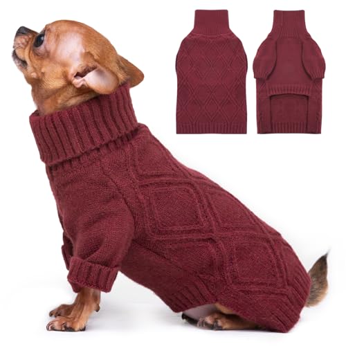 DENTRUN Hundepullover, Sweater für Hunde, Fleece Pullover Hund, Weich Hundepullover Fleece, Winter Warmer Hundepullover Kleine Hunde Rollkragen Strickpullover DENTRUN Hundepullover, Sweater für Hunde, Fleece Pullover Hund, Weich Hundepullover Fleece, Winter Warmer Hundepullover Kleine Hunde Rollkragen Strickpullover von DENTRUN