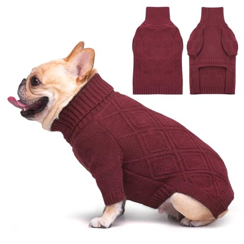 DENTRUN Hundepullover, Sweater für Hunde, Fleece Pullover Hund, Weich Hundepullover Fleece, Winter Warmer Hundepullover Kleine Hunde Rollkragen Strickpullover DENTRUN Hundepullover, Sweater für Hunde, Fleece Pullover Hund, Weich Hundepullover Fleece, Winter Warmer Hundepullover Kleine Hunde Rollkragen Strickpullover von DENTRUN