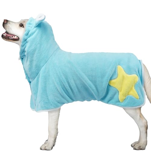 DENTRUN Hundbademantel Hunde Bademantel Grosse Hunde mit Hut Weicher und Atmungsaktiver Hundebademantel Labrador Border Collie Sich Waschen (Blau,L) DENTRUN Hundbademantel Hunde Bademantel Grosse Hunde mit Hut Weicher und Atmungsaktiver Hundebademantel Labrador Border Collie Sich Waschen (Blau,L) von DENTRUN
