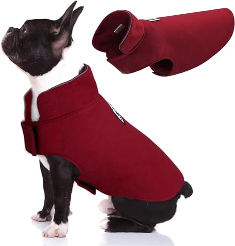 DENTRUN Hundemantel Winter für Kleine Grosse Mittelgroßer Hunde Weste Hundepullover Fleece Warm Hundejacke Pullover Hunde Wintermantel Winterjacke Winddichte Kaltwetter Hundebekleidung,Rot,M von DENTRUN